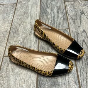 Leopard print crocs SZ 8